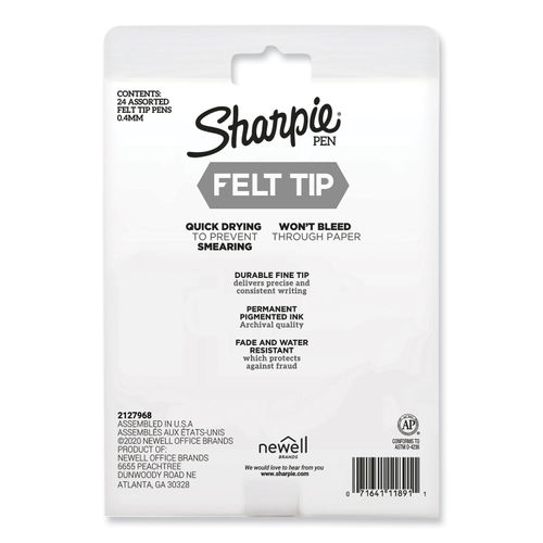 Sharpie Fine Point Pens Fine Point Black Barrels Black Ink Pack Of