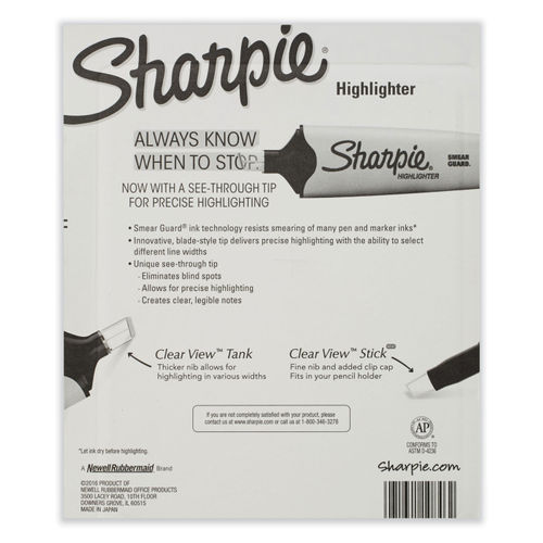 Sharpie Highlighter, Clear View Highlighter Chisel Tip, Assorted