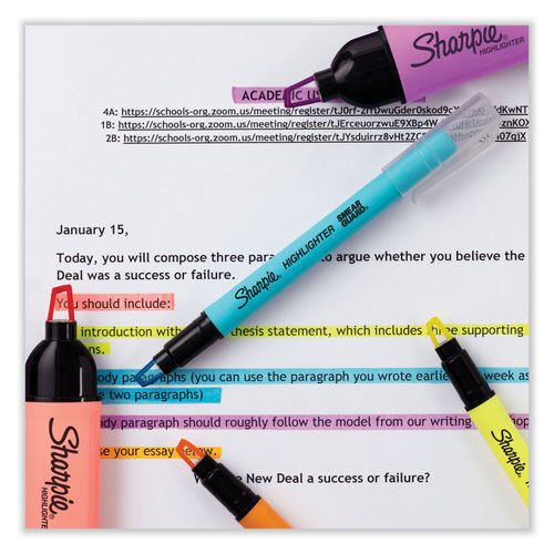 Sharpie Clear View Highlighters Fine Chisel Tip Assorted Colors Pack Of 3 -  Office Depot