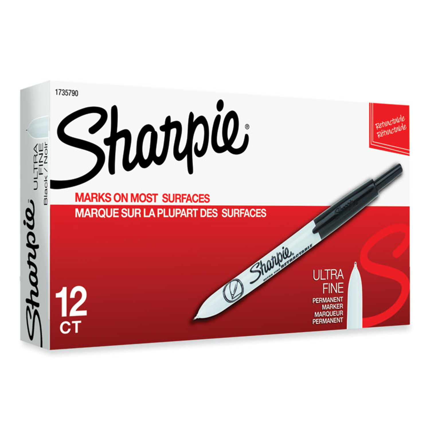  SHARPIE 1735794 Retractable Permanent Marker Ultra Fine Tip  Black Blue Red 3/Set : Office Products