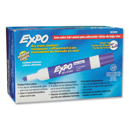 EXPO Low Odor Dry Erase Markers Chisel Point Purple Pack Of 12 - Office  Depot