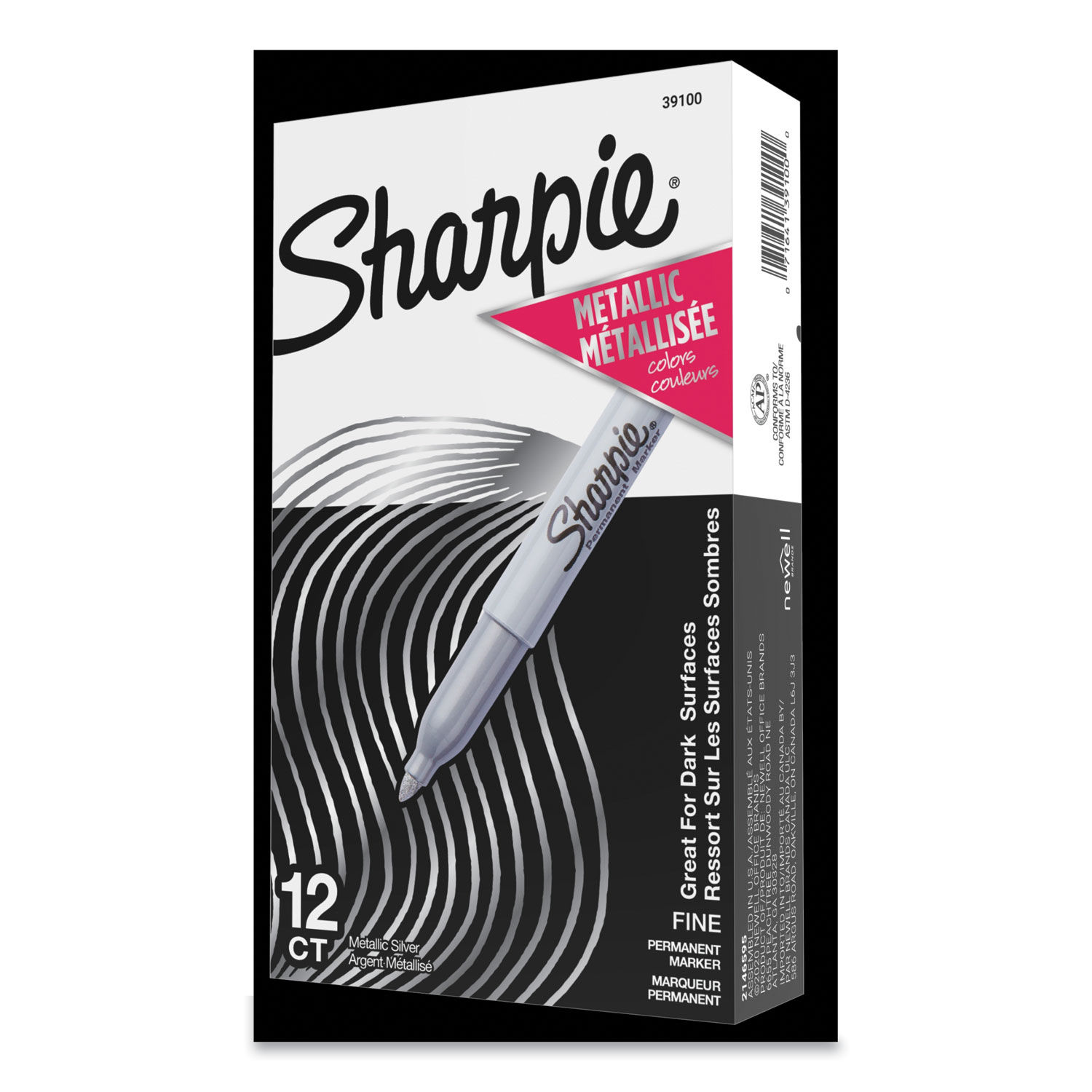 Sharpie Metallic Permanent Markers, Fine Point, Silver, 12 Count