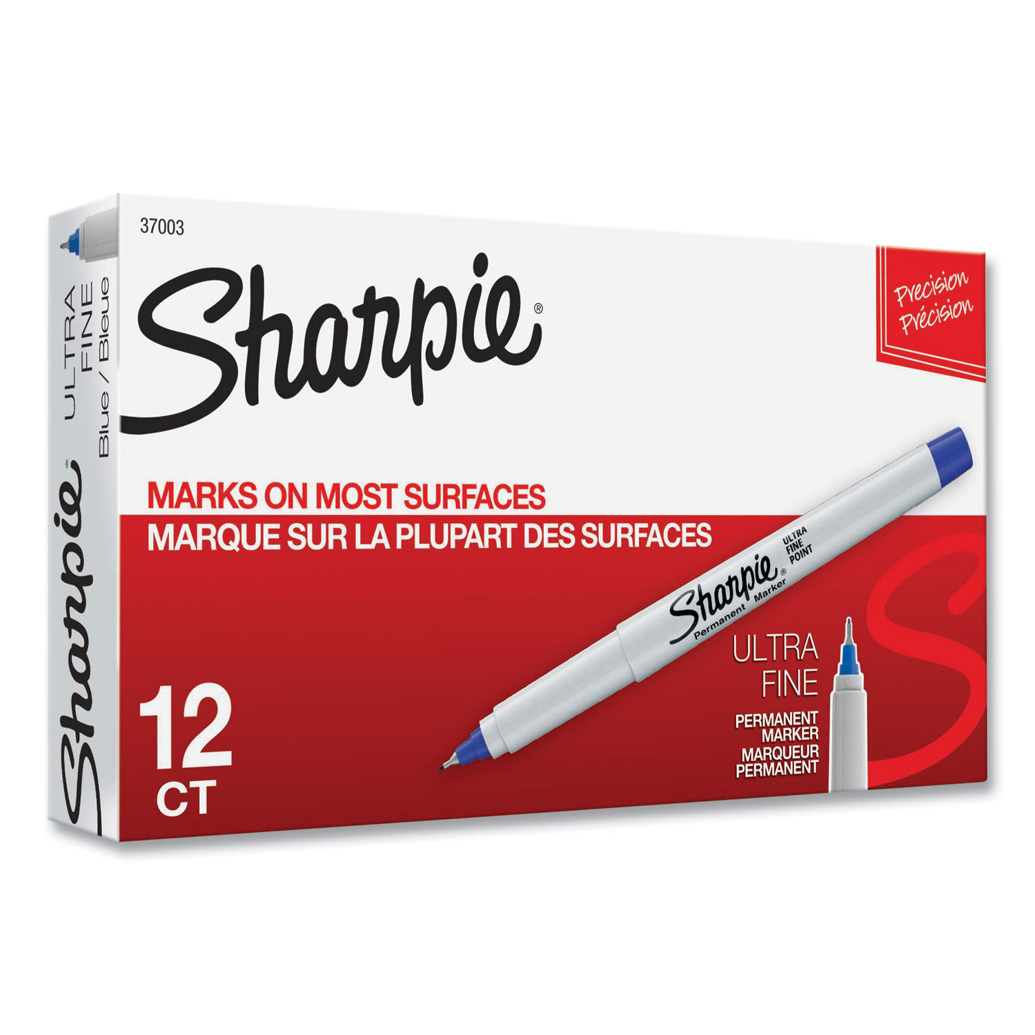 Sharpie Permanent Marker, Ultra Fine Point, Blue - 12 ultra fine point markers