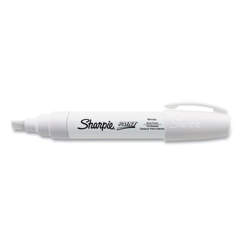 Sharpie Permanent Paint Marker, Extra-Broad Chisel Tip, White, 6/Pack