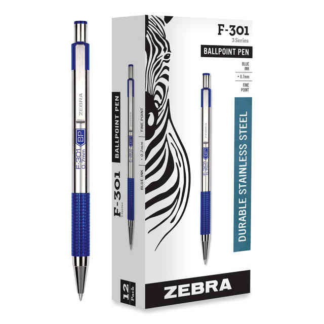 Zebra F-301 Ballpoint Retractable Pen Blue Ink Fine