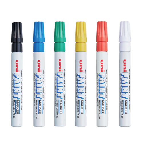Uni -Paint Permanent Marker, Medium Bullet Tip, Assorted Colors, 6-set