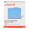 UNV10301 - Bright Colored Pressboard Classification Folders, 2" Expansion, 2 Dividers, 6 Fasteners, Letter Size, Cobalt Blue, 10/Box