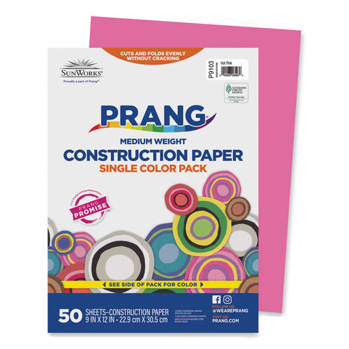 SunWorks Construction Paper 12 x 18 Pink Pack Of 50 - Office Depot