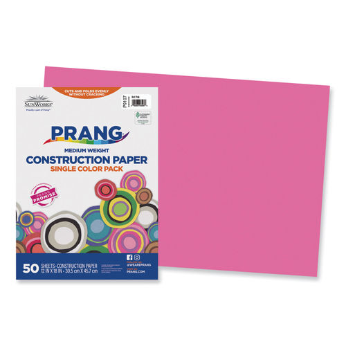 SunWorks Construction Paper, 50 lb Text Weight, 12 x 18, Hot Pink