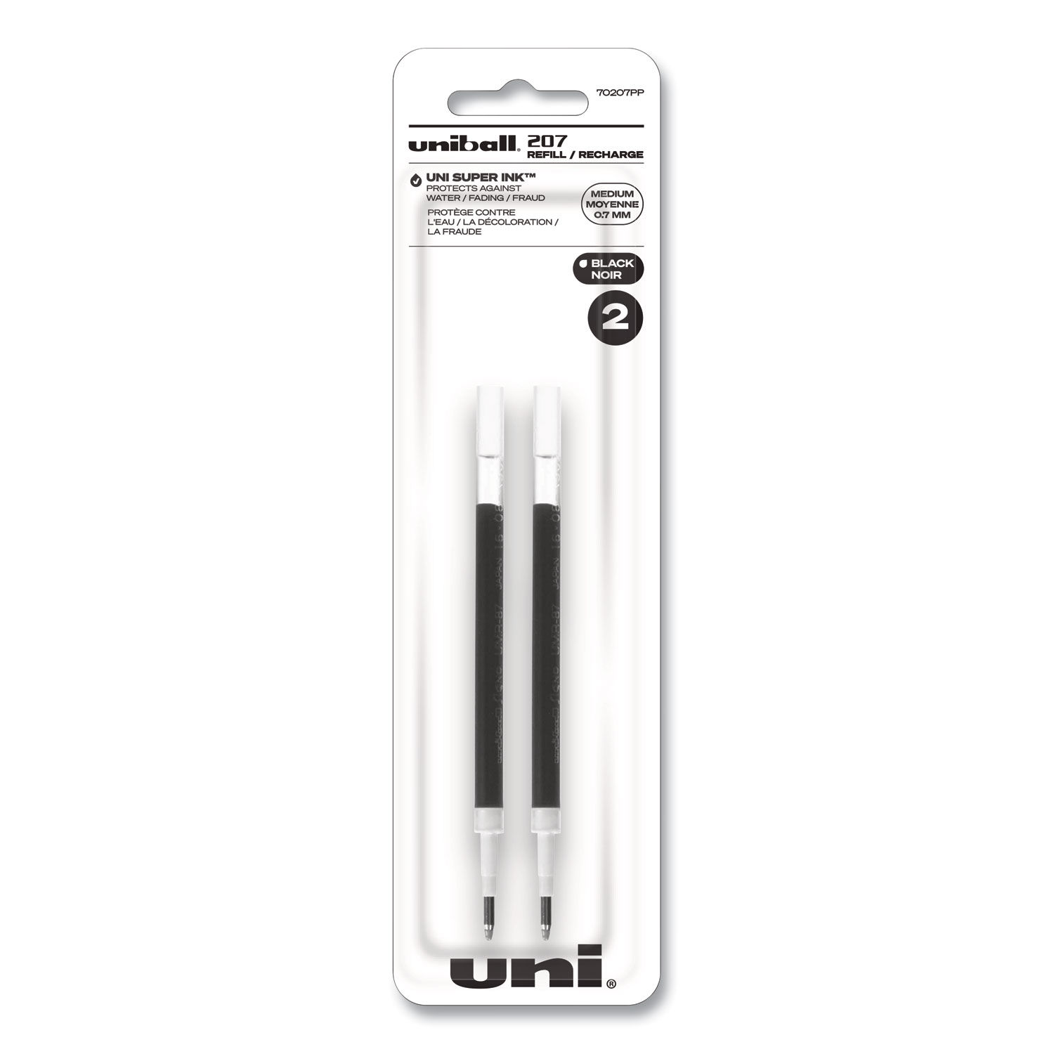 Uni Ball Uni Super Ink 0.7 MM Medium Black Gel Pens 2 ea, School Supplies