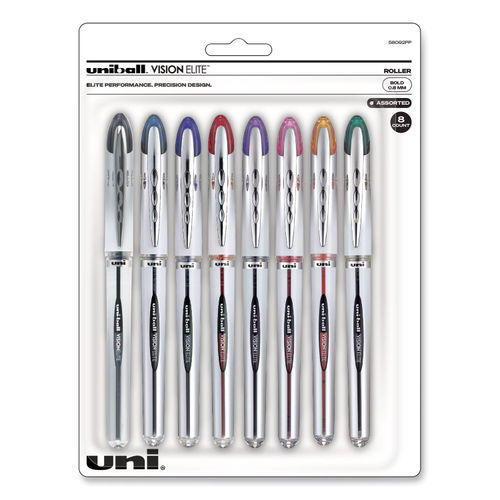 uni Roller Ball Stick Pens, 0.5 mm Micro Tip, Black, Pack of 12