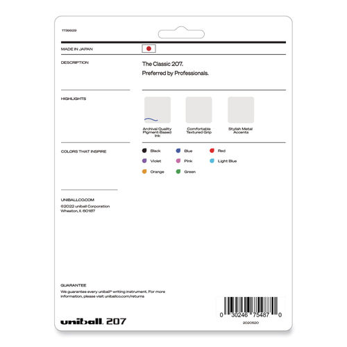 Uni-Ball 1739929 Signo Gel 207 Roller Ball Retractable Gel Pen Assorted Ink  Medium 8 per Set 