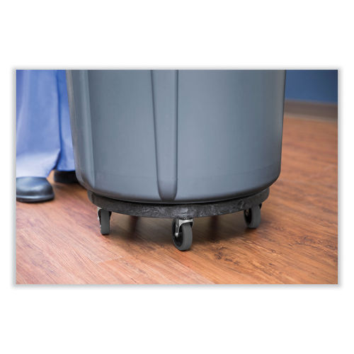 Rubbermaid BRUTE 55 Gallon Blue Round Trash Can with Lid and Dolly