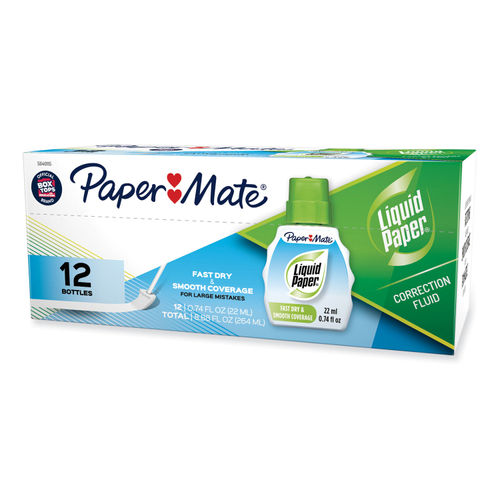 Paper Mate Liquid Paper Fast Dry Correction Fluid 22 ml Bottle White Dozen