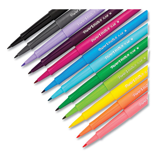 Papermate Flair Medium Point Porous Markers, Assorted - 12 Pack