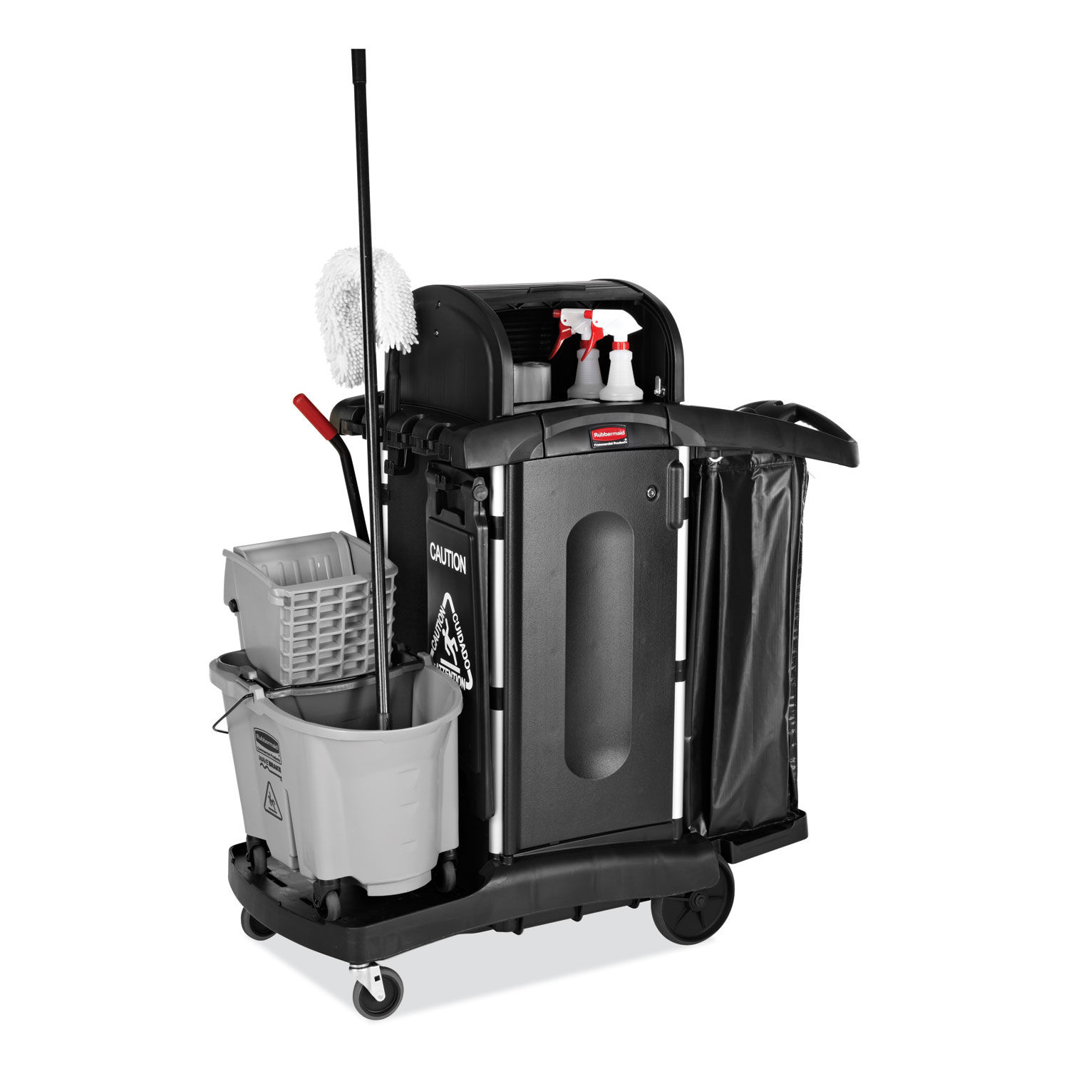 Rubbermaid High-Security Healthcare Cleaning Cart - Black