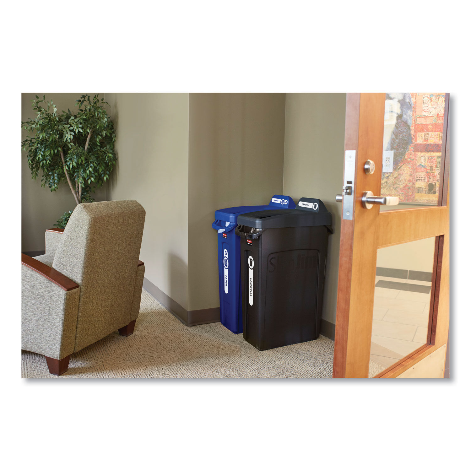 Rubbermaid Slim Jim 23-Gallon Recycling Container, Blue