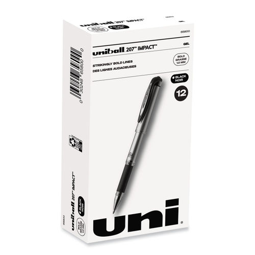 uni ball 207 Impact Gel Pens Bold Point 1.0 mm Black Gray Barrel Black Ink  Pack Of 12 - Office Depot