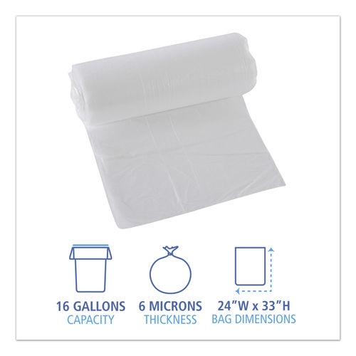 General Supply High-Density Can Liners, 16 gal, 6 microns, 24 x 31, Natural, 1,000/Carton