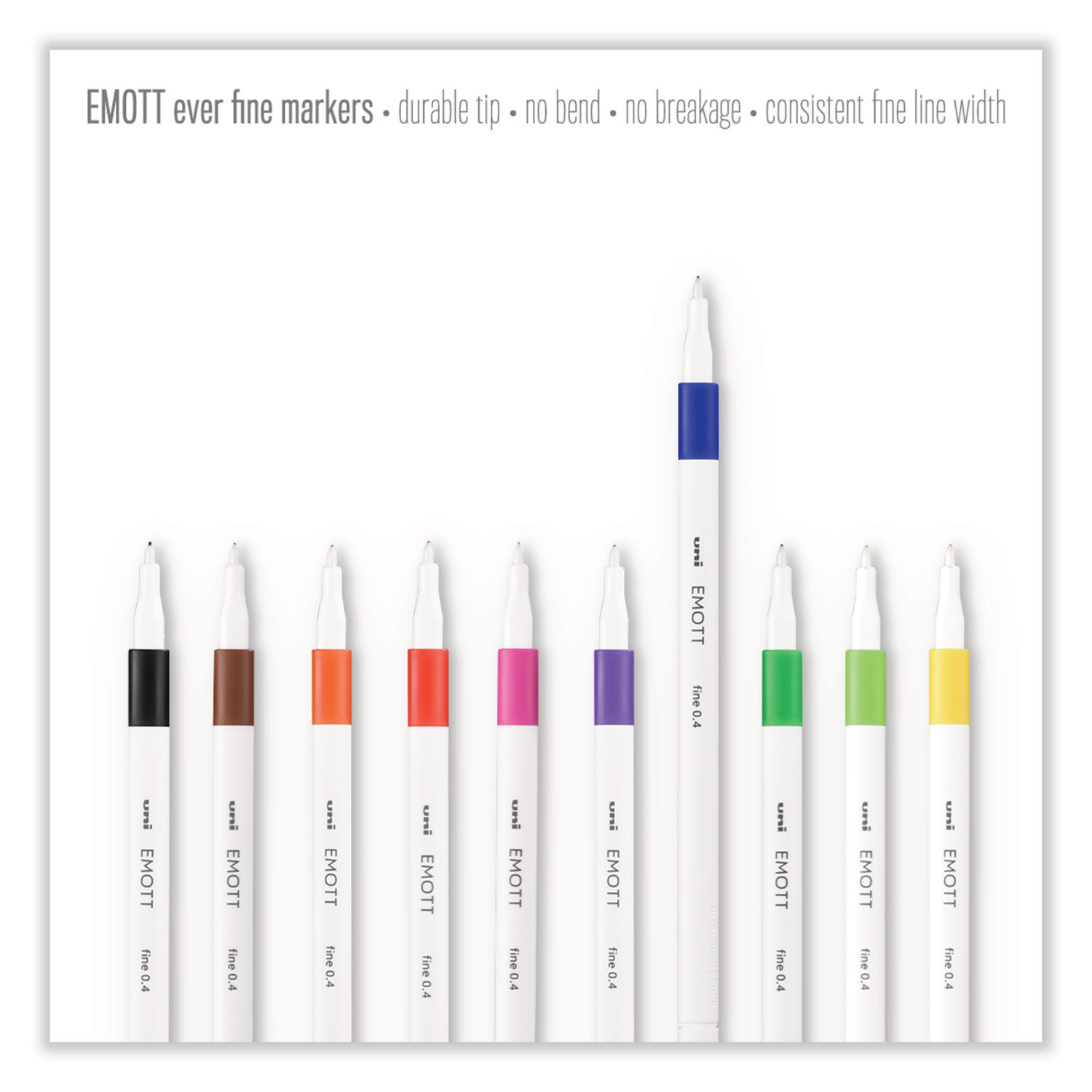 emott Porous Point Pens, Fine 0.4 mm, Assorted Ink, 5/Pack, Uni-Ball (Ubc24828)