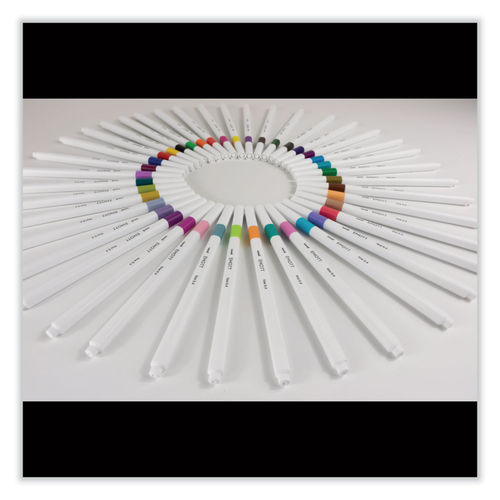 Uni-Ball Emott Porous Point Pen, Stick, Fine 0.4 mm, Assorted Ink Colors, White Barrel, 10/Pack