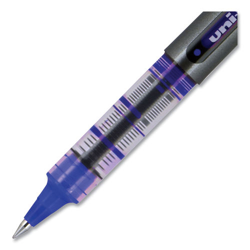 Uniball Roller Ball Stick Pens, Micro Point (0.5mm), Blue Ink, 12 Count 