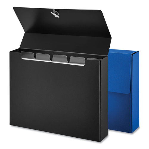 Universal Unv47305 4 in. x 1.33 in. x 6 in. Plastic Poly Index Card Box - Black/Blue (2/Pack)