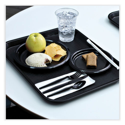 Boardwalk Hi-Impact Plastic Dinnerware, Plate, 3-Compartment, 10 Dia, Black, 500/Carton - BWKPLTHIPS10BL3