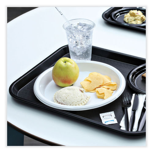 Boardwalk Hi-Impact Plastic Dinnerware, Plate, 3-Compartment, 10 Dia, Black, 500/Carton - BWKPLTHIPS10BL3