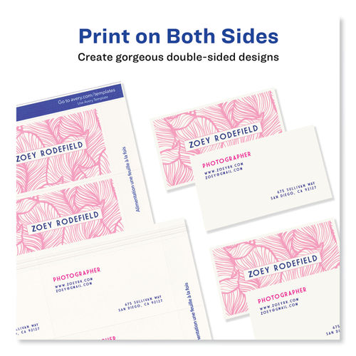 200 Laser and Inkjet Printable Both Sides Pink Business Card