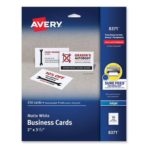 Printable Microperforated Business Cards w/Sure Feed Technology by Avery®  AVE8371