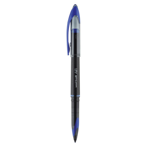 Uni-Ball Air Porous Rollerball Pen, Medium 0.7 mm, Blue Ink, Black Barrel, Dozen