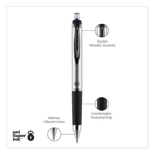 uni-ball Signo Impact 207 Stick Gel Pen, Bold Point 1.0mm, Blue Ink, 12 ct