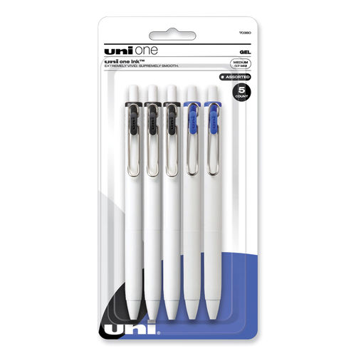 Unione Gel Pen, Retractable, Medium 0.7 mm, Blue Ink, White Barrel, Dozen