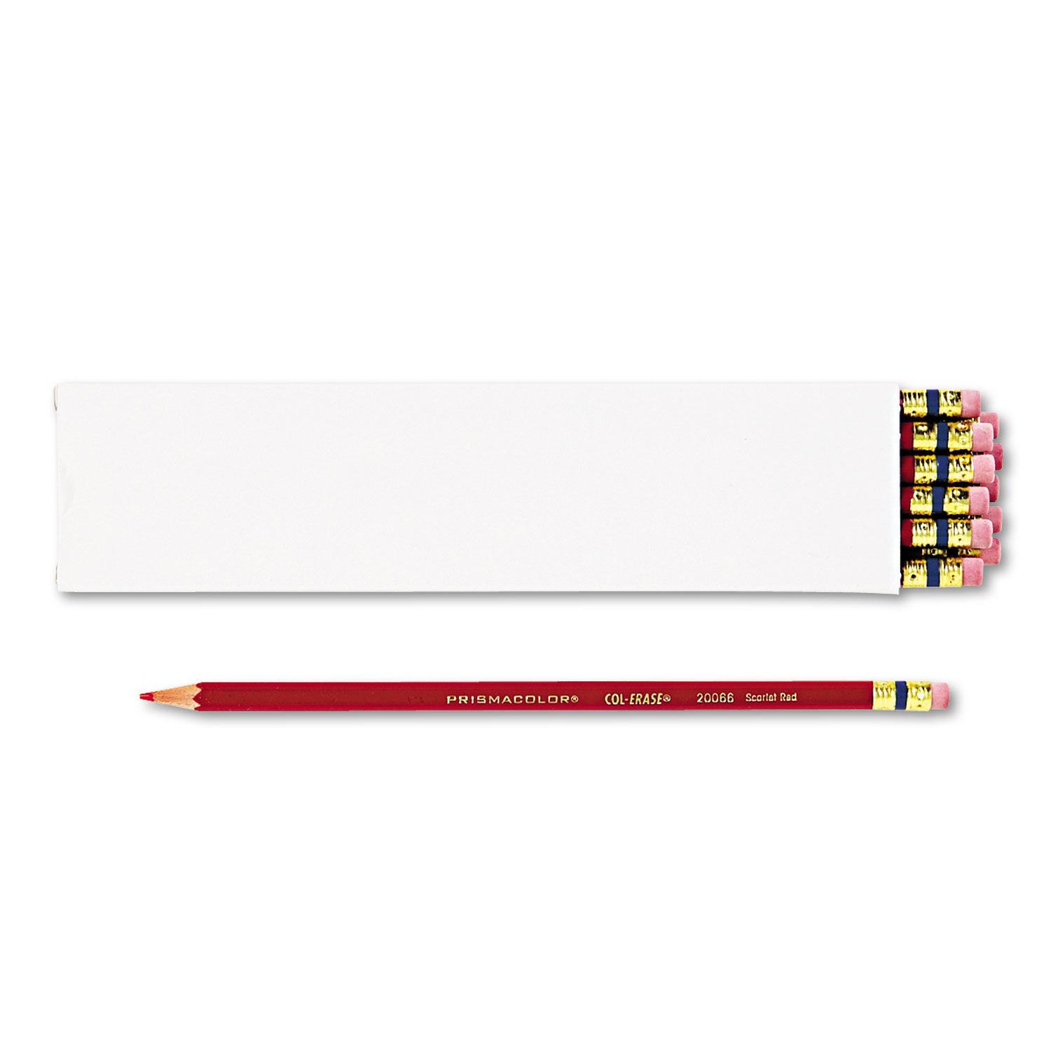 Prismacolor-prismacolor Col-Erase Pencil with Eraser, 0.7 mm, 2B (#1), Carmine Red Lead, Carmine Red Barrel, Dozen (20045)