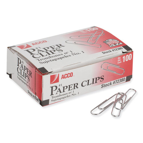 ACCO 72320 Smooth Standard Paper Clip, 3, Silver, 100/Box, 10 Boxes/Pack