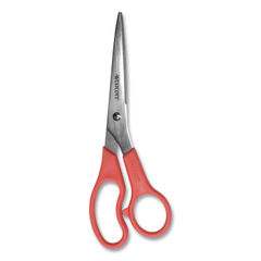 Tru Red Ambidextrous Stainless Steel Scissors, 7 Long, 3.23 Cut Length, Black Straight Symmetrical Handle