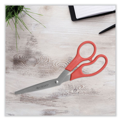 Westcott All Purpose Stainless Steel Scissors, 8 Long, 3.5 Cut Length, Black Straight Handle