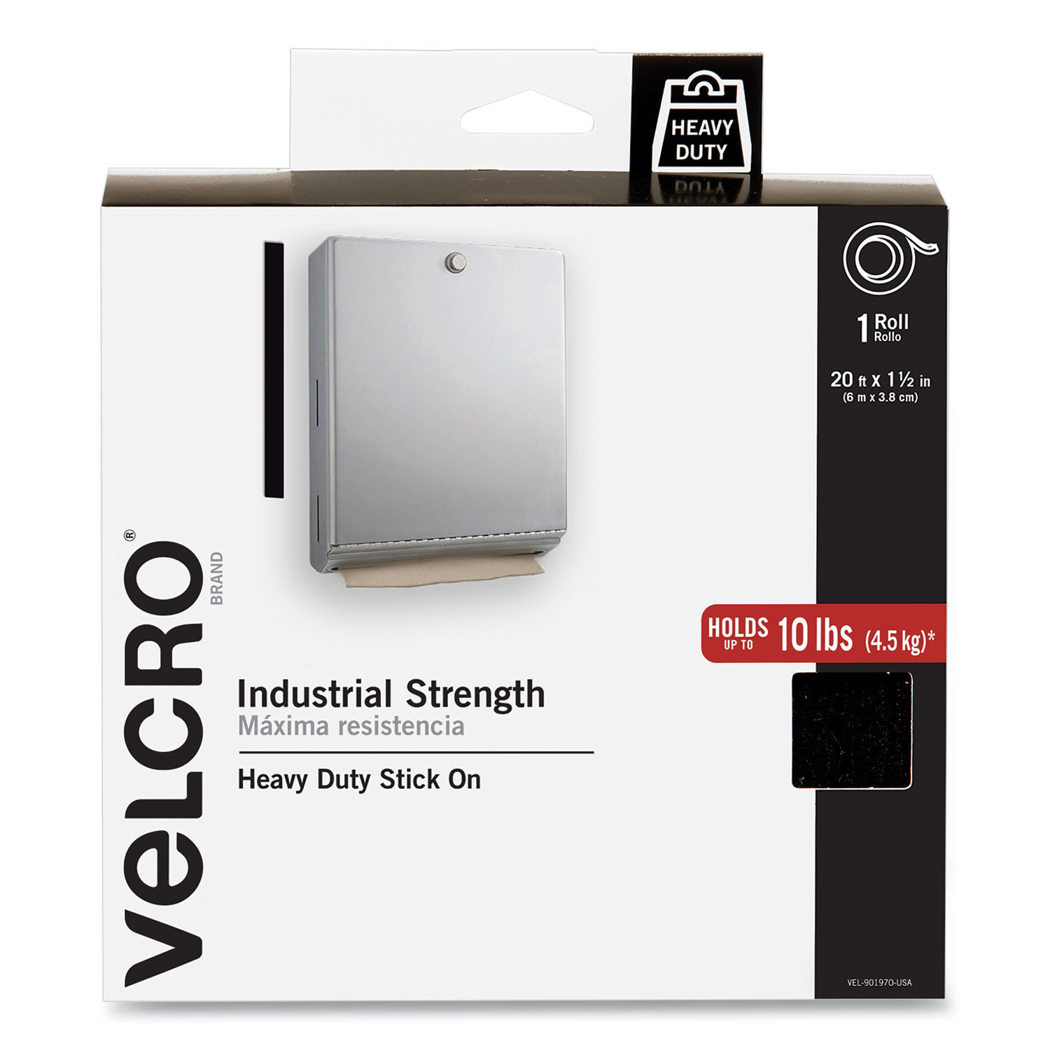 VELCRO Brand Extreme Outdoor Heavy Duty Tape | 4Ft x 1 In | Holds 15 lbs |  Titanium, Industrial Strength Adhesive Backed Hook and Loop Fasteners Roll