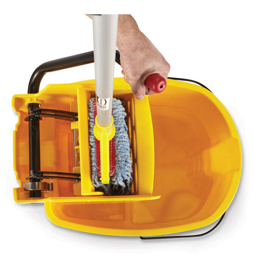 WaveBrake 35 Qt. 2.0 Side-Press Mop Bucket with Drain, Yellow