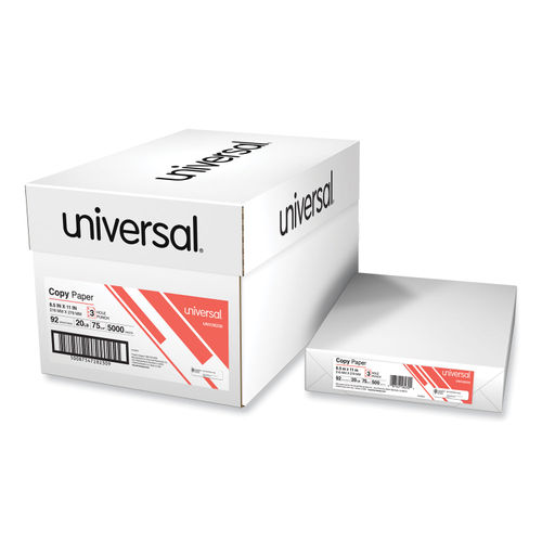 Universal® Copy Paper Convenience Carton, 92 Brightness, 20lb, 8 1/2 x11,  White, 5 Reams/CT 