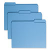 SMD12034 - Reinforced Top Tab Colored File Folders, 1/3-Cut Tabs: Assorted, Letter Size, 0.75" Expansion, Blue, 100/Box