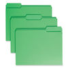 SMD12143 - Colored File Folders, 1/3-Cut Tabs: Assorted, Letter Size, 0.75" Expansion, Green, 100/Box