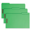 SMD17140 - Top Tab Colored Fastener Folders, 0.75" Expansion, 2 Fasteners, Legal Size, Green Exterior, 50/Box