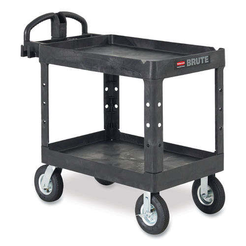 Rubbermaid 750 lb. Capacity Heavy-Duty 2-Shelf Utility Cart, TPR Casters,  26 in. x 55 in. x 33.25 in., Black