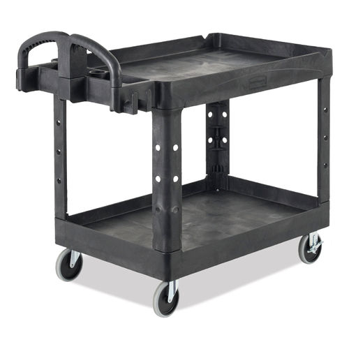 Rubbermaid FG450088 HD Utility Cart, Lipped Shelf, Size Med, 500# Cap