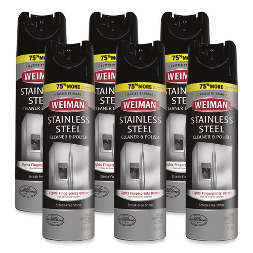 Stainless Steel Cleaner and Polish, 17 oz Aerosol, 6/Carton