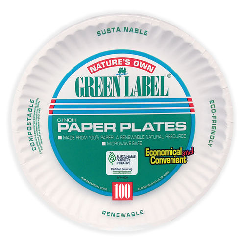 AJM Packaging White Paper Plates 6 inch Dia 100/Bag 10 Bags/Carton