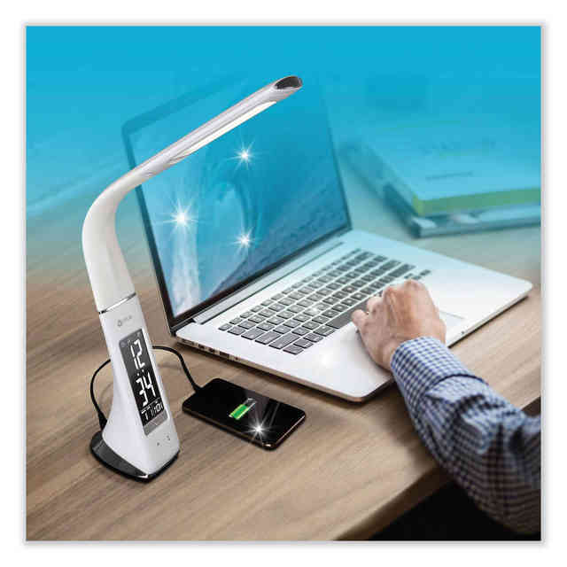 Wellness Series Sanitizing Thrive LED Desk Lamp with Clock by OttLite
