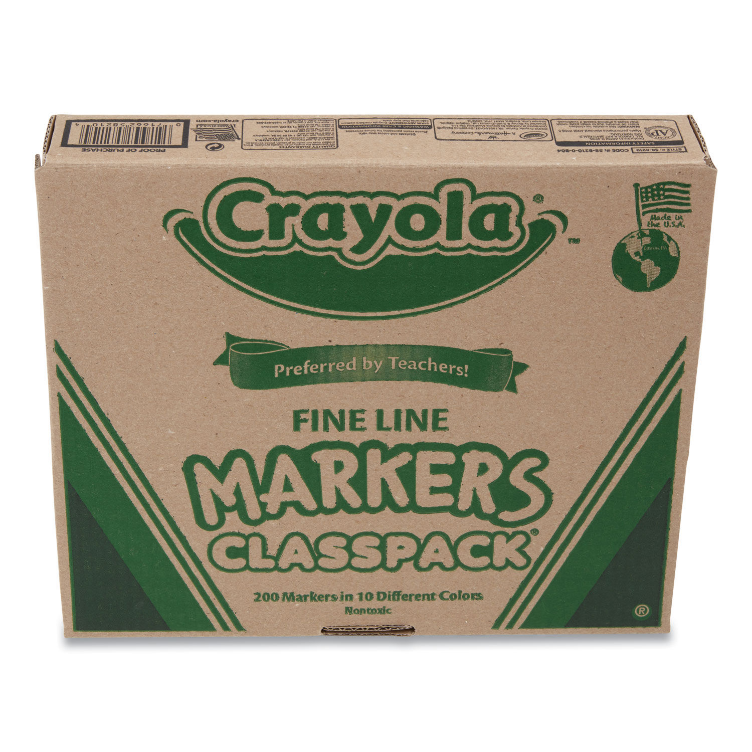 Crayola Fine Line Markers Classpack - 10 Colors, 200 Count